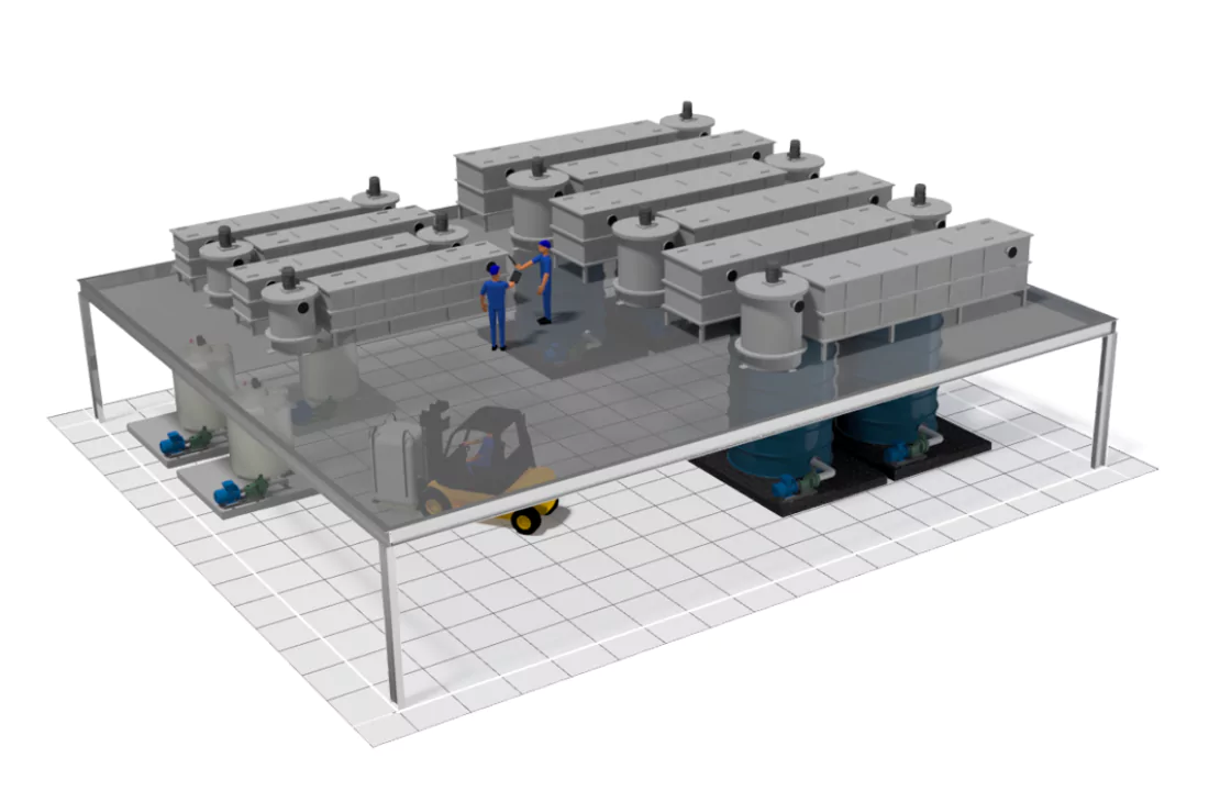 MEAB MSU SQ industrial mixer-settler unit for modular solvent extraction processes